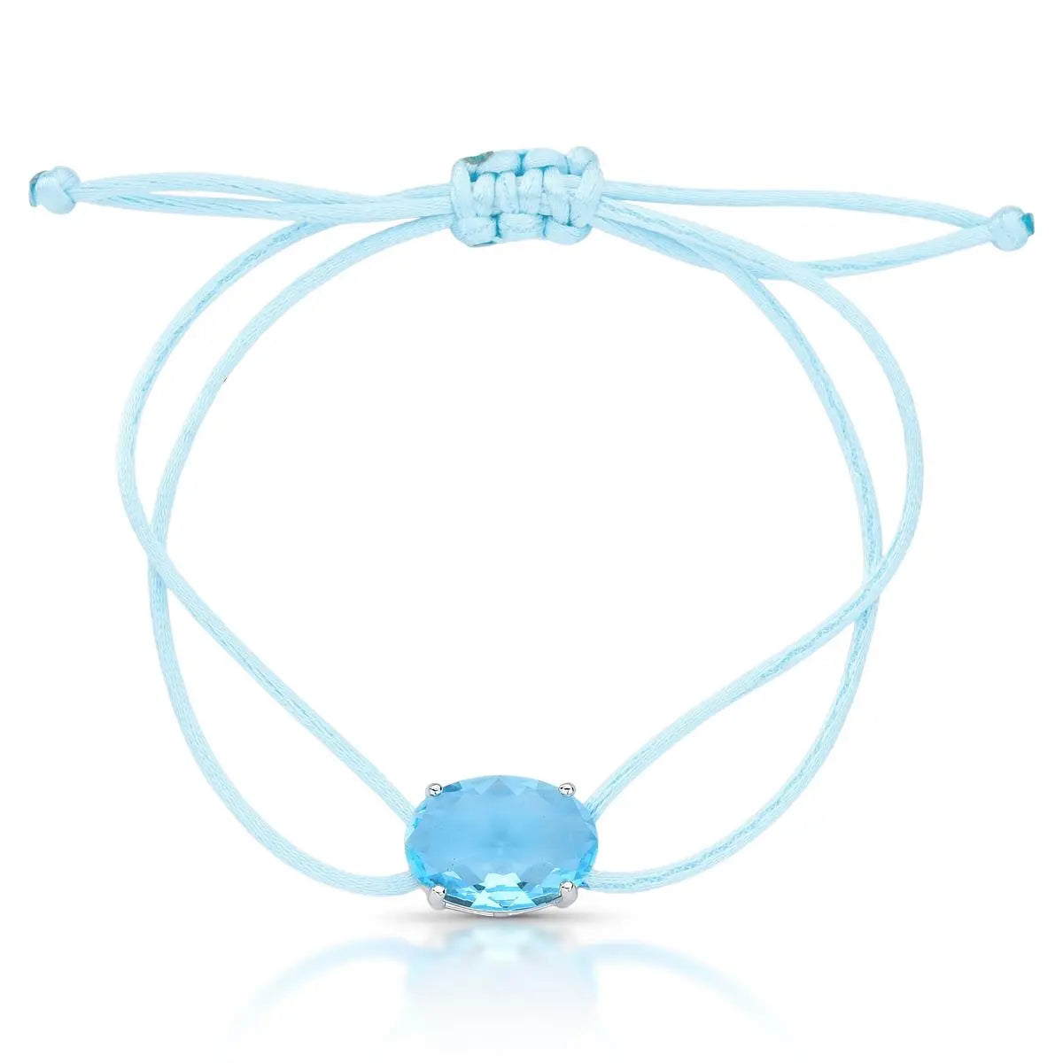 Pulseira de Prata 925 Regulável em Fio Encerado com Cristal