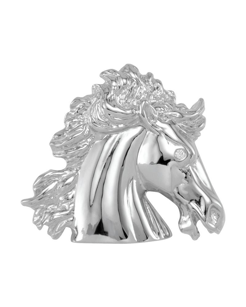 Pingente Cavalo Lipizzaner em Ouro 14k com Diamantes Naturais