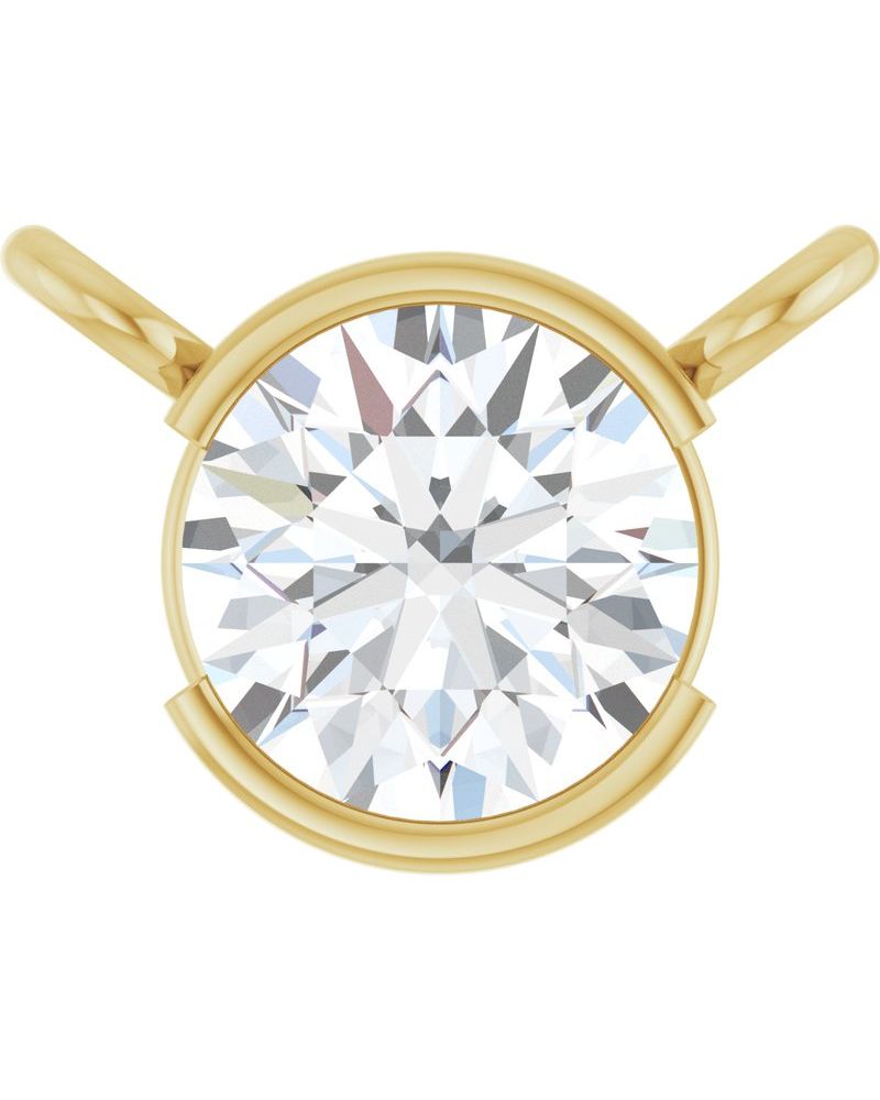 Colar Meio Bezel Solitário em Ouro 14k com Diamantes de Laboratório