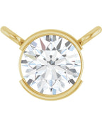 Colar Meio Bezel Solitário em Ouro 14k com Diamantes de Laboratório