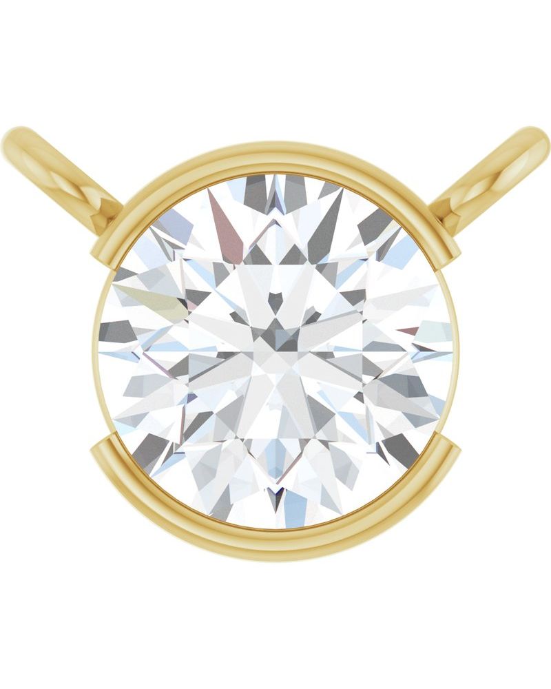 Colar Meio Bezel Solitário em Ouro 14k com Diamantes de Laboratório