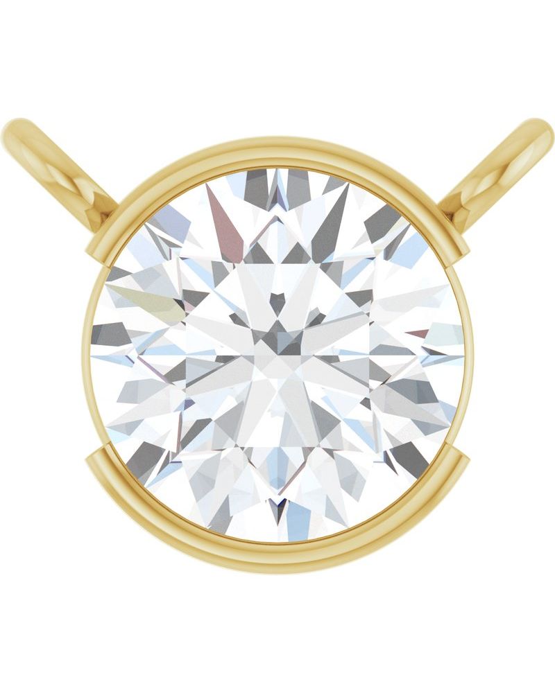 Colar Meio Bezel Solitário em Ouro 14k com Diamantes de Laboratório