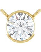 Colar Meio Bezel Solitário em Ouro 14k com Diamantes de Laboratório