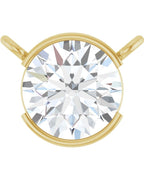 Colar Meio Bezel Solitário em Ouro 14k com Diamantes de Laboratório