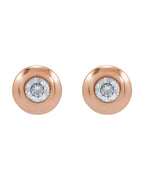 Brinco Ponto de Luz Redondo com Cravação Bezel em Ouro 14k com Diamantes de Laboratório