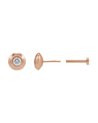 Brinco Ponto de Luz Redondo com Cravação Bezel em Ouro 14k com Diamantes de Laboratório