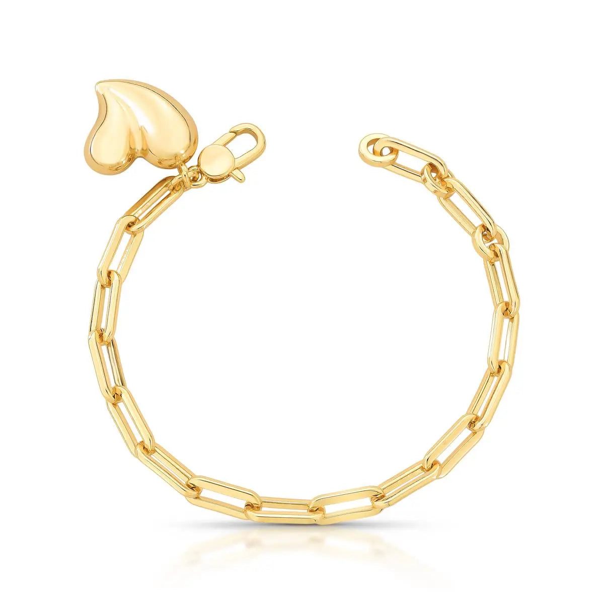 Pulseira Folheada a Ouro de Coração Baulado e Liso