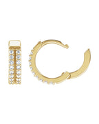 Brinco de Aro Duas Fileiras Cravejado em Ouro 14k com Diamantes de Laboratório