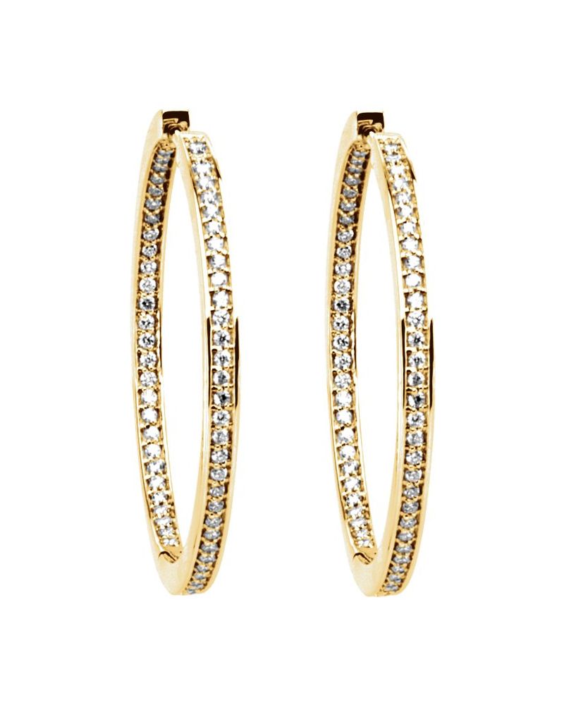 Brinco de Aro Dentro e Fora em Ouro 14k com Diamantes Naturais – Modelo 8