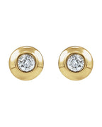 Brinco Ponto de Luz Redondo com Cravação Bezel em Ouro 14k com Diamantes de Laboratório