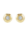 Brinco Ponto de Luz Redondo com Cravação Bezel em Ouro 14k com Diamantes de Laboratório