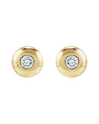 Brinco Ponto de Luz Redondo com Cravação Bezel em Ouro 14k com Diamantes de Laboratório