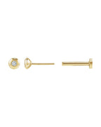 Brinco Ponto de Luz Redondo com Cravação Bezel em Ouro 14k com Diamantes de Laboratório