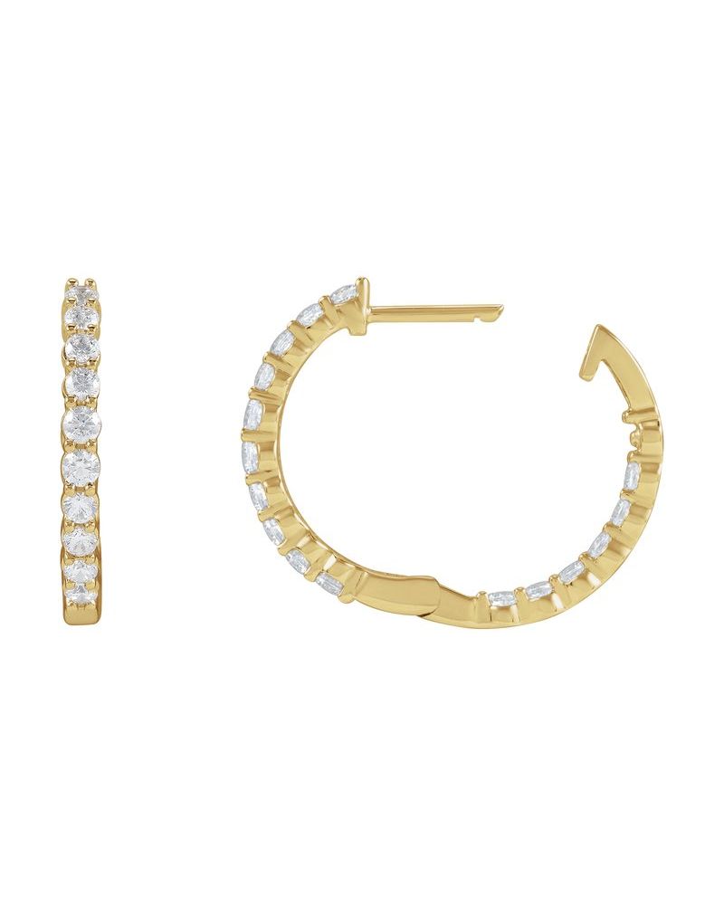 Brinco de Aro Dentro e Fora em Ouro 14k com Diamantes de Laboratório