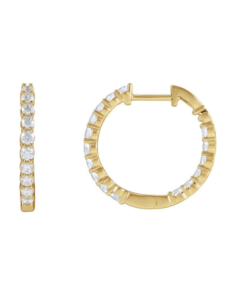 Brinco de Aro Dentro e Fora em Ouro 14k com Diamantes de Laboratório
