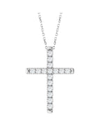Colar Cruz com Cravação Francesa em Ouro 14k com Diamantes de Laboratório
