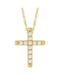 Colar Cruz com Cravação Francesa em Ouro 14k com Diamantes de Laboratório