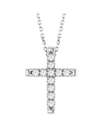 Colar Cruz com Cravação Francesa em Ouro 14k com Diamantes de Laboratório