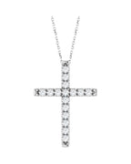 Colar Cruz com Cravação Francesa em Ouro 14k com Diamantes de Laboratório