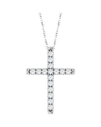 Colar Cruz com Cravação Francesa em Ouro 14k com Diamantes de Laboratório