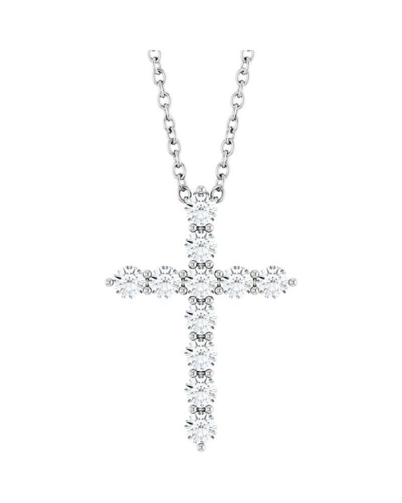 Colar Cruz Cravejado em Ouro 14k com Diamantes de Laboratório