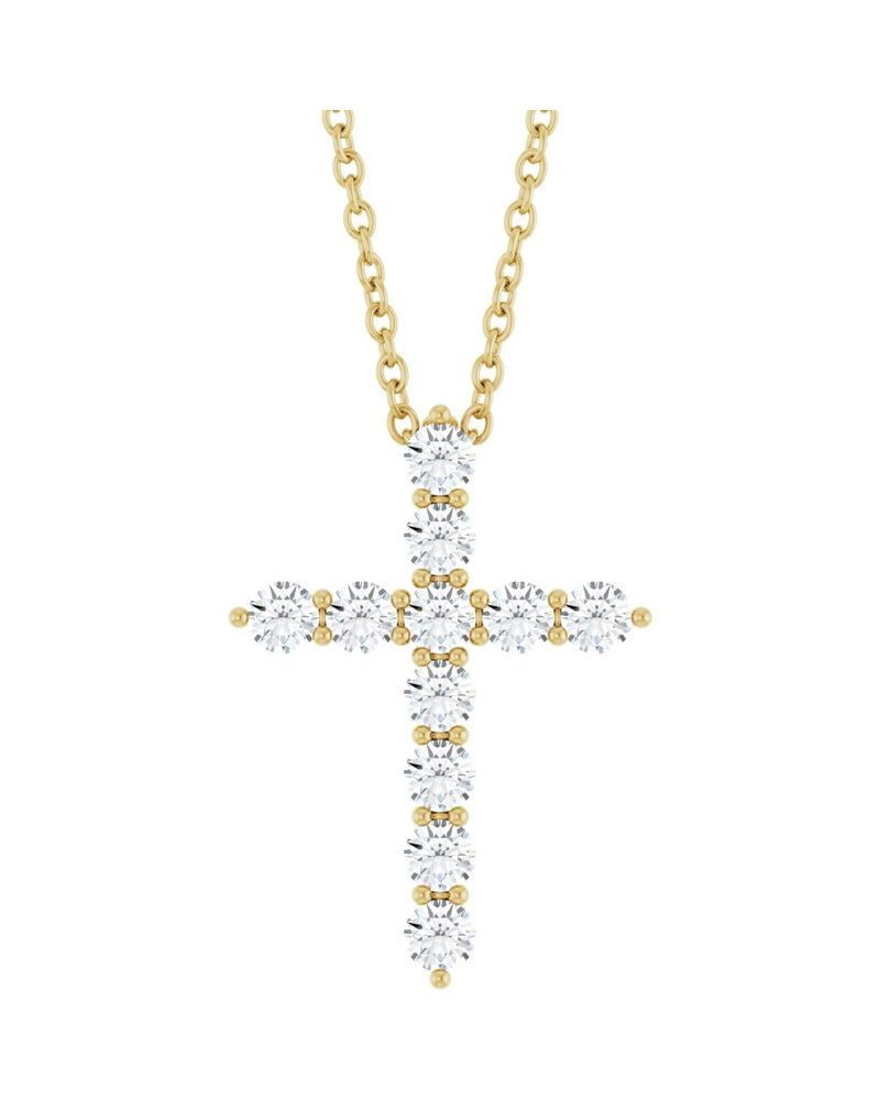 Colar Cruz Cravejado em Ouro 14k com Diamantes de Laboratório