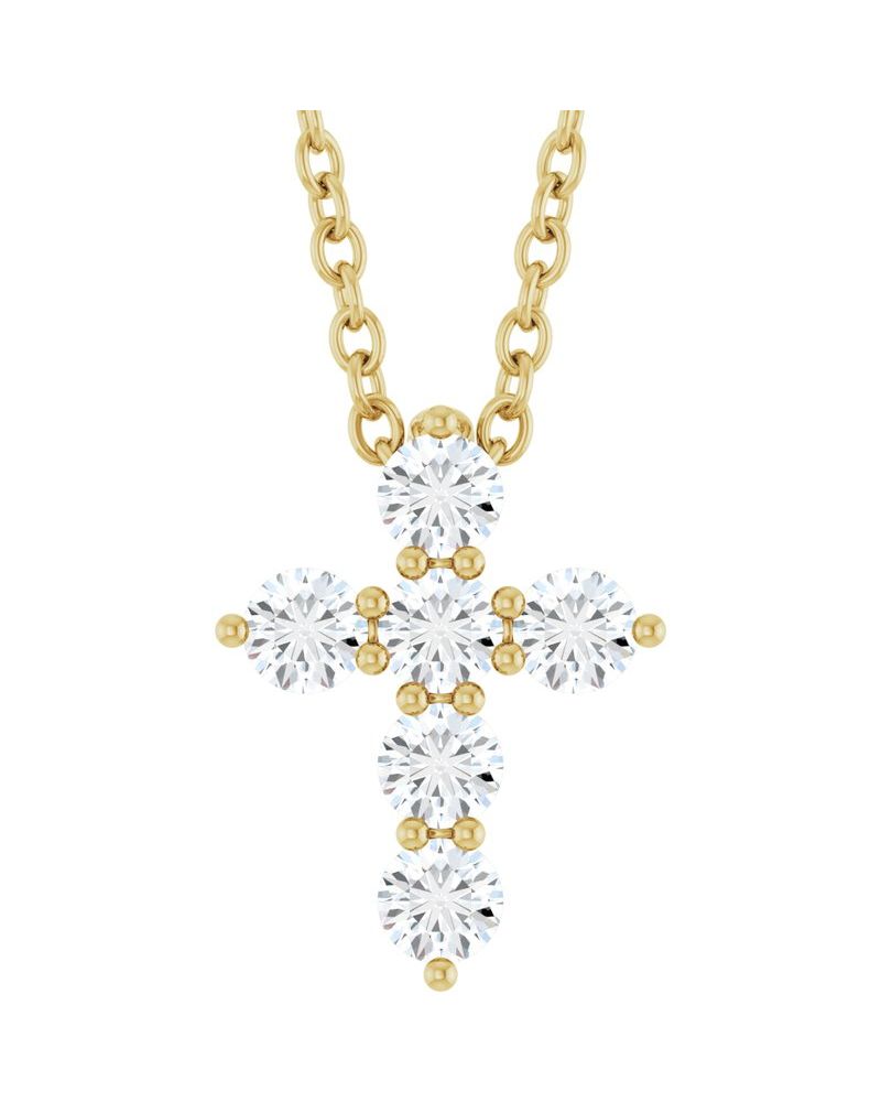 Colar Cruz Cravejado em Ouro 14k com Diamantes de Laboratório