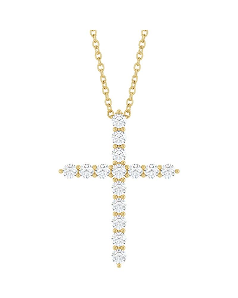 Colar Cruz Cravejado em Ouro 14k com Diamantes de Laboratório