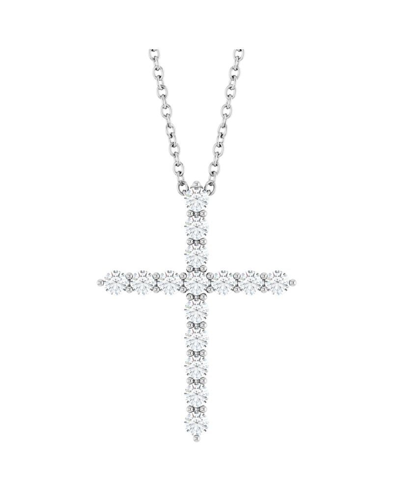 Colar Cruz Cravejado em Ouro 14k com Diamantes de Laboratório