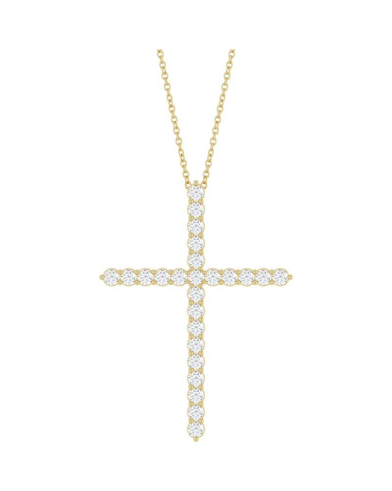 Colar Cruz Cravejado em Ouro 14k com Diamantes de Laboratório