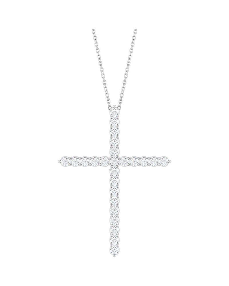 Colar Cruz Cravejado em Ouro 14k com Diamantes de Laboratório