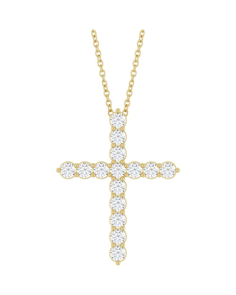 Colar Cruz Cravejado em Ouro 14k com Diamantes de Laboratório