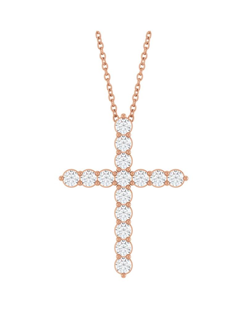 Colar Cruz Cravejado em Ouro 14k com Diamantes de Laboratório