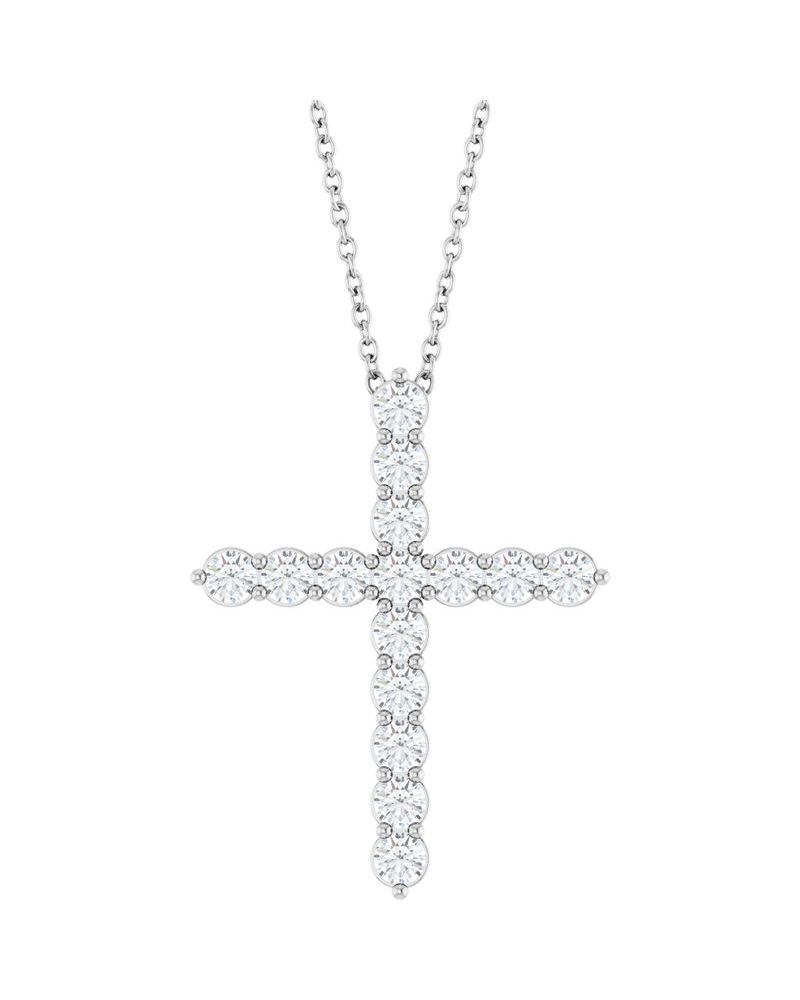 Colar Cruz Cravejado em Ouro 14k com Diamantes de Laboratório