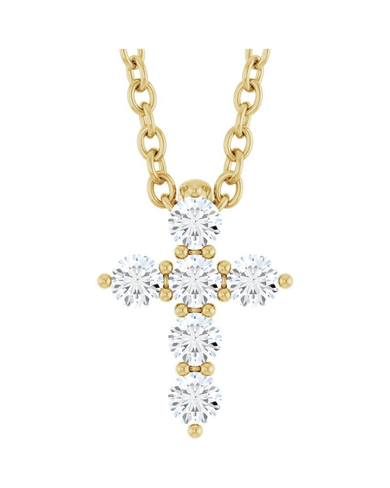 Colar Cruz Cravejado em Ouro 14k com Diamantes de Laboratório