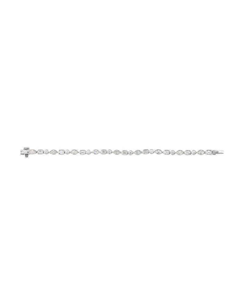 Pulseira Formatos Mistos Riviera em Ouro 14k com Diamantes de Laboratório