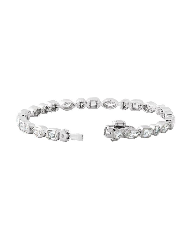 Pulseira Formatos Mistos Riviera em Ouro 14k com Diamantes de Laboratório