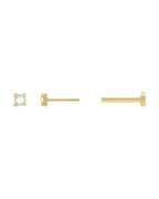 Brinco Ponto de Luz Redondo Lapidação Rosa Quatro Garras em Ouro 14k com Diamantes Naturais