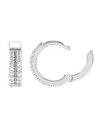 Brinco de Aro Duas Fileiras Cravejado em Ouro 14k com Diamantes de Laboratório