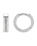 Brinco de Aro Duas Fileiras Cravejado em Ouro 14k com Diamantes de Laboratório