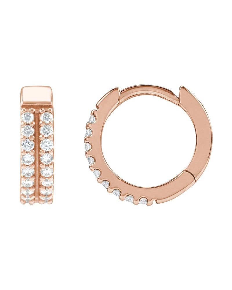 Brinco de Aro Duas Fileiras Cravejado em Ouro 14k com Diamantes de Laboratório