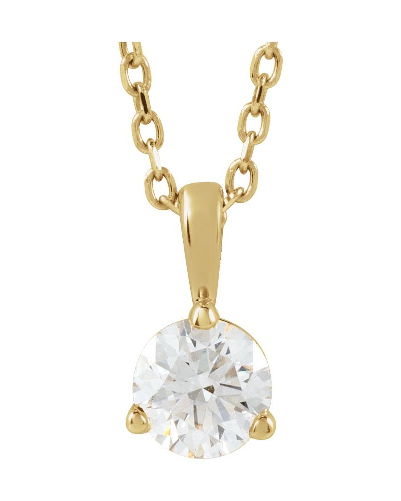 Colar Solitário em Ouro 14k com Diamantes de Laboratório