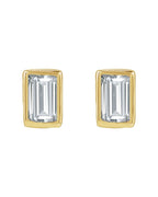 Brinco Ponto de Luz Baguete com Cravação Bezel em Ouro 14k com Diamantes de Laboratório – Modelo 2