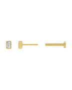 Brinco Ponto de Luz Baguete com Cravação Bezel em Ouro 14k com Diamantes de Laboratório – Modelo 2