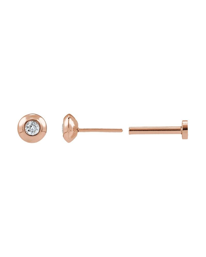Brinco Ponto de Luz Redondo com Cravação Bezel em Ouro 14k com Diamantes de Laboratório
