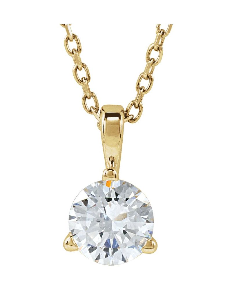 Colar Solitário em Ouro 14k com Diamantes de Laboratório