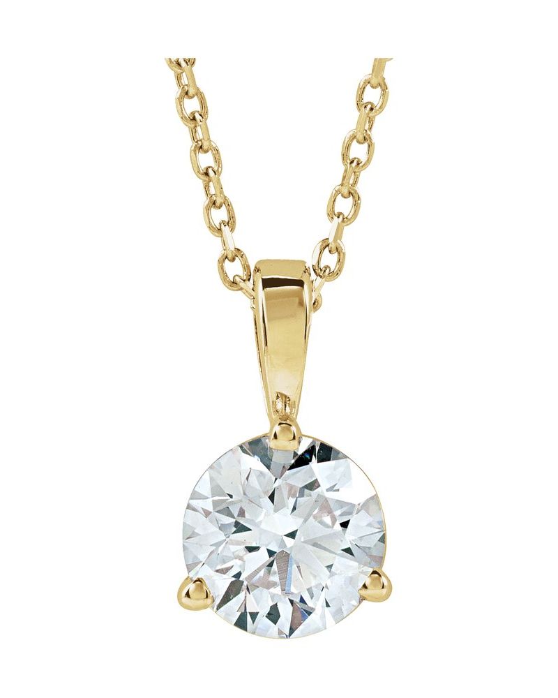Colar Solitário em Ouro 14k com Diamantes de Laboratório
