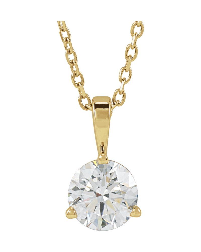 Colar Solitário em Ouro 14k com Diamantes de Laboratório