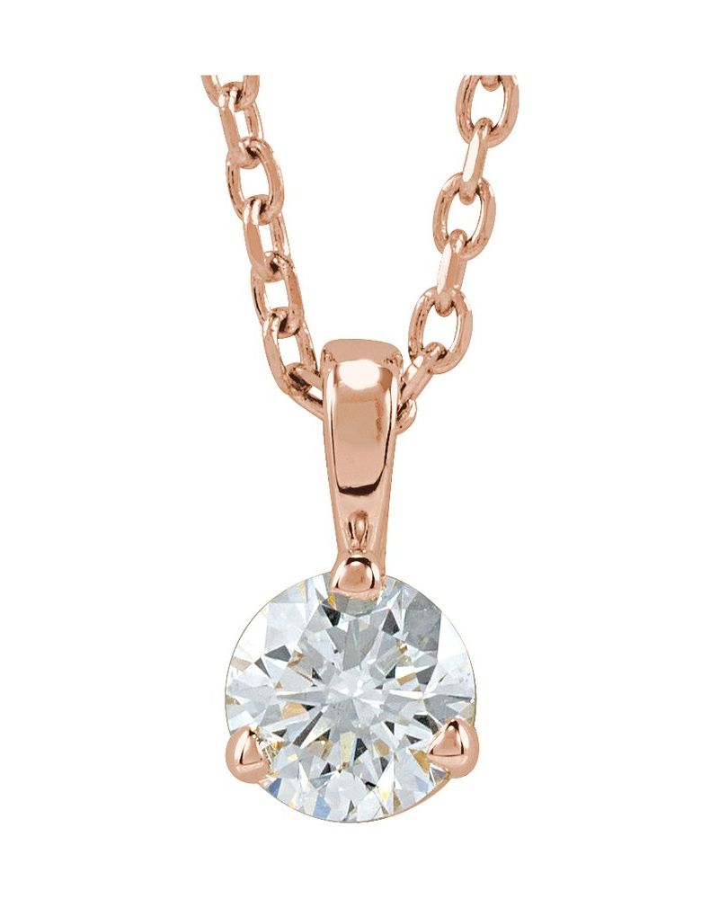 Colar Solitário em Ouro 14k com Diamantes de Laboratório
