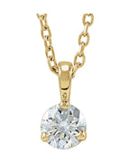 Colar Solitário em Ouro 14k com Diamantes de Laboratório